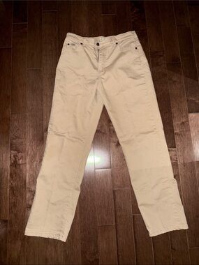 Lee Khaki Beige Relaxed Straight Leg Comfort Stretch Pants - Size 6 Medium